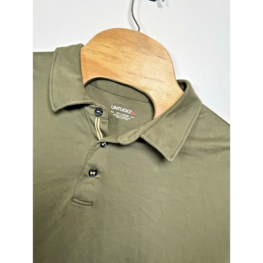 UNTUCKit Men's XXL 2XL Damaschino Olive‎ Green Long Sleeve Cotton Polo Shirt